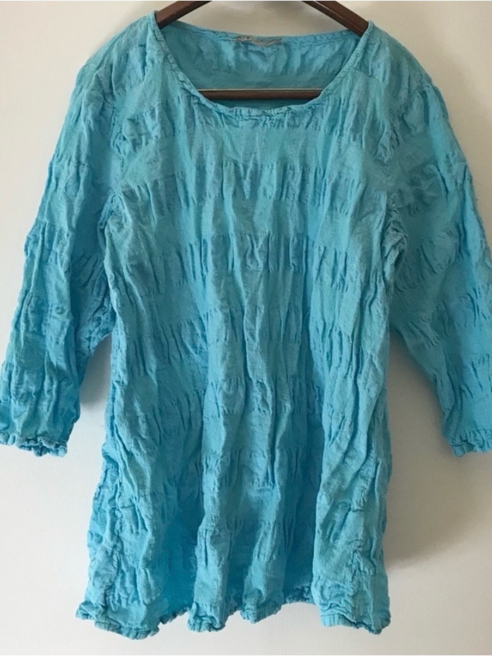 Flax Turquoise Crinkle Textured Tunic